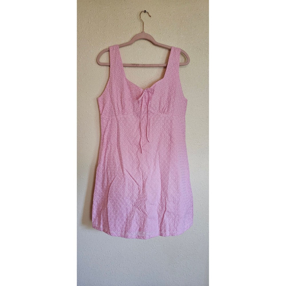 Copper Key Pink Eyelet Mini Dress Womens XL Floral Cotton Sleeveless CJ7174FLEY